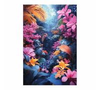 TERUEA Zen Canvas Wall Art Tropical Jungle Floral Canvas Decor Non-woven s for LivingRoom and Bedroom Abstract(Pink)-60x90cm Unframed