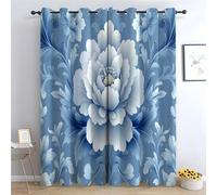 TERUEACurtain for Polyester WaterproofLight blue floral pattern Shower Curtain Nature Landscape Scenery Waterproof Fabric Polyester-63"W x 90"L (Pack of 2)