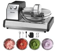 TERUISI Commercial Electric Meat Grinder & Food Processor,5.5L Heavy Duty Mincer Machine for Meat, Slice Vegetables & Sausage Making Stainless Steel Food Bowl and 0-15 Mins Timer