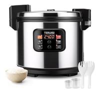 TERUISI Commercial Rice Cooker 15L, Large Multi-Cooker with LED Display, 24-Hour Delay Timer, 4-in-1 Functions for Rice, Porridge, Soup, Stew, Heavy Duty Stainless Steel Rice Cooker for Restaurants