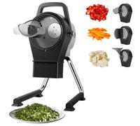 TERUISI Electric Vegetable Chopper, 200W Commercial Vegetable Slicer, Scallion Cutter Food Processor with 3 Feed Ports, 1-5mm Adjustable Thickness, 6000RPM for Veggie Onion Garlic Ginger Chili Potato
