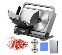 TERUISI Meat Slicer, 200W Electric Meat Slicer Machine Food Slicer, Foldable Deli Meat Cutter With 2 Removable 7.5" Stainless Steel Blade, 0-15mm Adjustable Thickness For Home Use, Meat, Cheese, Bread
