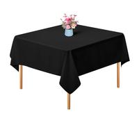 Teruntrue 1 Pack Black Polyester Tablecloth for Small Square Table,52 x 52 inch Polyester Fabric Table Cloth Wrinkle Resistant Washable Table Cover,for Wedding,Birthday,Party,Banquets Decorate