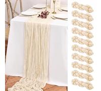 Teruntrue 10 Pack Ivory Cheesecloth Table Runner, 10FT Long Boho Gauze for Birthday Party Festival Wedding Decoration