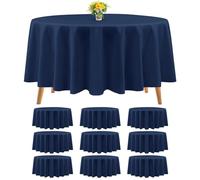 Teruntrue 10 Packs Premium Round Tablecloth 90 Inch Navy Blue Polyester Table Cloth Bulk Washable Polyester Fabric Tablecloths Tablecloths for Wedding Party Banquet Buffet Holiday Dinner (90 Inch)