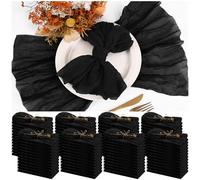 Teruntrue 100 Pack Black Cloth Napkins Cheesecloth Napkins Set of 100 Gauze Napkins Bulk Washable Boho Dinner Table Napkins Wedding Party Baby Shower Birthday Party Decorations，20 x 20 Inch