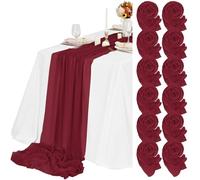 Teruntrue 12 Pack Burgundy Cheesecloth Table Runner 55x300 cm New Natural Soft Look Boho Gauze Cheese Cloth Table Runner for Wedding Party Baby Bridal Shower Birthday Decorations