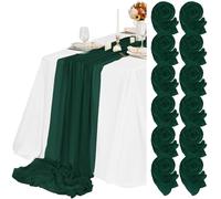 Teruntrue 12 Pack Emerald Green Cheesecloth Table Runner 55x300 cm New Natural Soft Look Boho Gauze Cheese Cloth Table Runner for Wedding Party Baby Bridal Shower Birthday Decorations