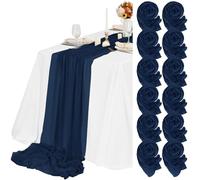 Teruntrue 12 Pack Navy Blue Cheesecloth Table Runner 55x300 cm New Natural Soft Look Boho Gauze Cheese Cloth Table Runner for Wedding Party Baby Bridal Shower Birthday Decorations