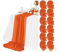 Teruntrue 12 Pack Orange Cheesecloth Table Runner 55x300 cm New Natural Soft Look Boho Gauze Cheese Cloth Table Runner for Wedding Party Baby Bridal Shower Birthday Decorations