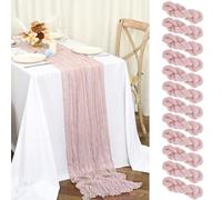 Teruntrue 12 Pack Pink Cheesecloth Table Runner 55x300 cm Boho Gauze Cheese Cloth Table Runner for Wedding Party Baby Bridal Shower Birthday Decorations (Dusty Pink)