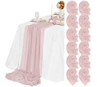 Teruntrue 12 Pack Pink Cheesecloth Table Runner 55x300 cm New Natural Soft Look Boho Gauze Cheese Cloth Table Runner for Wedding Party Baby Bridal Shower Birthday Decorations