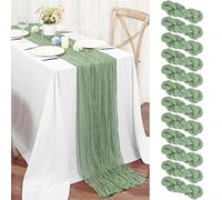 Teruntrue 12 Pack Sage Green Cheesecloth Table Runner 55x300 cm Boho Gauze Cheese Cloth Table Runner for Wedding Party Baby Bridal Shower Birthday Decorations