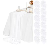 Teruntrue 12 Pack White Cheesecloth Table Runner 55x300 cm New Natural Soft Look Boho Gauze Cheese Cloth Table Runner for Wedding Party Baby Bridal Shower Birthday Decorations