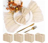 Teruntrue 30 Pack Beige Cloth Napkins Cheesecloth Napkins Set of 30 Gauze Napkins Bulk Washable Boho Dinner Table Napkins Wedding Party Birthday Party Decorations，20 x 20 Inch