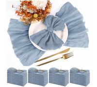 Teruntrue 30 Pack Dusty Blue Cheese Cloth Napkins Gauze Napkins Bulk Set of 30 Washable Boho Dinner Table Napkins for Wedding Party Birthday Party Decorations，20 x 20 Inch