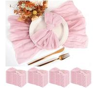 Teruntrue 30 Pack Light Pink Cheese Cloth Napkins Gauze Napkin Cloth Bulk Set of 30 Washable Boho Dinner Table Napkins for Wedding Party Birthday Party Decorations，20 x 20 Inch