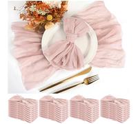 Teruntrue 30 Pack Pink Cloth Napkins Cheesecloth Napkins Set of 30 Gauze Napkins Bulk Washable Boho Dinner Table Napkins Wedding Party Birthday Party Decorations，20 x 20 Inch