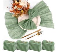 Teruntrue 30 Pack Sage Green Cheese Cloth Napkins Gauze Napkin Cloth Bulk 20 x 20 Inch Washable Boho Dinner Table Napkins for Wedding Party Birthday Party Decorations，
