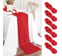 Teruntrue 6 Pack Red Cheesecloth Table Runner 55x300 cm Boho Gauze Cheese Cloth Table Runner for Wedding Party Baby Bridal Shower Birthday Decorations