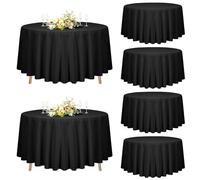 Teruntrue 6 Packs Black Round Table Cloth 90inch/228cm Diameter, Round Tablecloth Bulk Polyester Circular Tablecloth Washable Round Table Cover for Wedding Party Restaurant Banquet Table