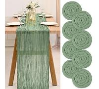 Teruntrue 8 Pack Sage Green Cheesecloth Table Runner, Semi-Sheer Gauze Tablecloth 13Ft Rustic for Kitchen Wedding Holiday Party Supplies