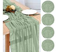 Teruntrue Packs Sage Cheesecloth Table Runner, 4 Green 10Ft 80*300cm)