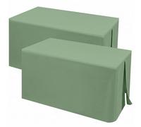 Teruntrue Sage Green Fitted Table Cover for 6 Foot Tables, 2 Pack Rectangle Folding Table Cover 6ft Fitted Tablecloth Trade Show Table Cover for Craft Show, Display, Parties, Events (72 x 30 Inch)