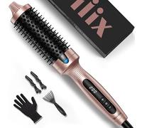 Terviiix Thermal Brush Ceramic Tourmaline Ionic Curling Iron, 38MM Volumizing Hot Brush Create Root Volume & Loose Curls, Digital Display 5 Temperatures Heated Volumizer, Dual Voltage