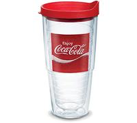 Tervis 1043079 Coca-Cola-Coke Enjoy Insulated Tumbler with Emblem and Red Lid, 24oz, Clear