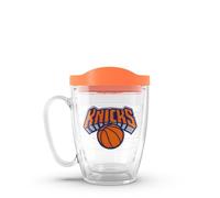 Tervis 1059704 NBA New York Knicks Primary Logo Tumbler with Emblem and Orange Lid 16oz Mug, Clear