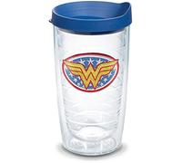 Tervis 1084001 Wonder Woman Tumbler with Emblem and Blue Lid, Tritan, Clear