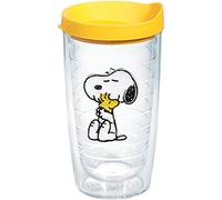 Tervis 1140867 Peanuts - Felt Tumbler with Emblem and Yellow Lid 16oz, Clear