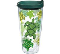 Tervis 1154233 Turtle Pattern Insulated Tumbler with Wrap and Hunter Green Lid, 24oz, Clear