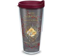 Tervis 1350887 Harry Potter - Black Marauder's Map Insulated Tumbler with Wrap and Maroon Lid, 24oz, Clear