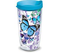 Tervis Blue Endless Butterfly Made in USA Double Walled Insulated Tumbler Travel Cup Keeps Drinks Cold & Hot, 16oz, Classic