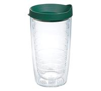 Tervis Clear & Colorful Lidded Made in USA Double Walled Insulated Tumbler Travel Cup Keeps Drinks Cold & Hot, 16oz, Hunter Green Lid