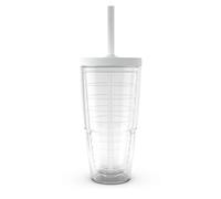 Tervis Clear & Colorful Made in USA Double Walled Insulated Tumbler Travel Cup Keeps Drinks Cold & Hot, 24oz, Gray Straw Lid
