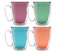 Tervis Clear & Colorful Tabletop - Bright Colors Mug Collection Made in USA Double Walled Insulated Tumbler Travel Cup Keeps Drinks Cold & Hot, 16oz Mug - 4pk, Assorted