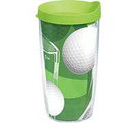 Tervis Golf Balls Wrap Bottle with Lime Green Lid, 16-Ounce, Beverage
