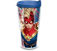 Tervis Made in USA Double Walled Captain Marvel Insulated Tumbler Cup Keeps Drinks Cold & Hot, 24oz, Mohawk