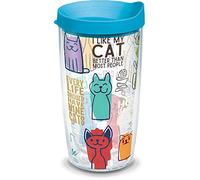 Tervis Made in USA Double Walled Cat Sayings Insulated Tumbler Cup Keeps Drinks Cold & Hot, 16oz, Clear