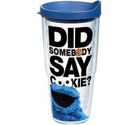 Tervis Made in USA Double Walled Sesame Street Insulated Tumbler Cup Keeps Drinks Cold & Hot, 24oz, Did Somebody Say Cookie