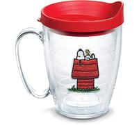 Tervis Peanuts - Snoopy Woodstock House Insulated Tumbler with Emblem and Red Lid, 16oz Mug, Clear