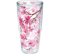 Tervis Sakura Japanese Cherry Blossom Made in USA Double Walled Insulated Tumbler Cup Keeps Drinks Cold & Hot, 24oz, Classic - Unlidded