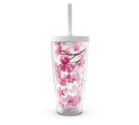 Tervis Sakura Japanese Cherry Blossom Made in USA Double Walled Insulated Tumbler Travel Cup Keeps Drinks Cold & Hot, 24oz with Straw Lid, Classic