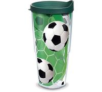 Tervis Soccer Wrap Tumbler with Green Lid, 24-Ounce