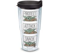 Tervis Star Wars - The Mandalorian Protect Attack Snack Made in USA Double Walled Insulated Tumbler Travel Cup Keeps Drinks Cold & Hot, 24oz, Classic