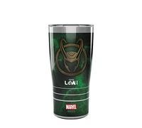 Tervis Traveler Traveler Marvel Loki Green Crest Triple Walled Insulated Tumbler Travel Cup Keeps Drinks Cold & Hot, 20oz, Stainless Steel