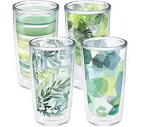 Tervis Yao Cheng Green Crystal Made in USA Double Walled Insulated Tumbler Travel Cup Keeps Drinks Cold & Hot, 16oz 4pk, Green Collection
